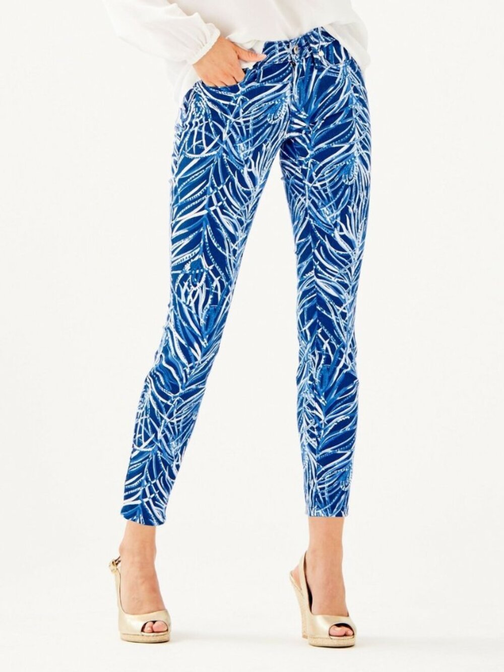 Lilly Pulitzer Women's South Ocean Skinny Crop Pant Blue Size 12